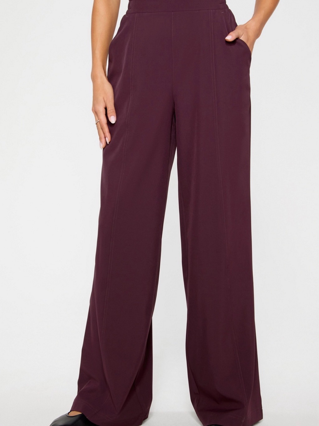 Fabletics Wide-Leg High-Rise Pants In Plum